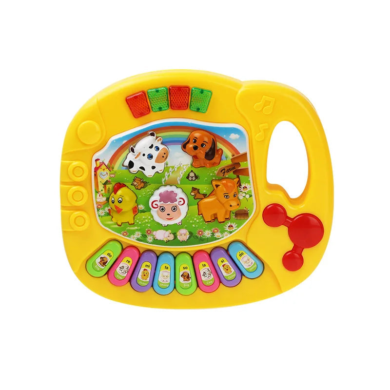 Baby Musical Toy with Animal Sound Kids Piano Keyboard Electric Flashing Music Instrument Early Educational Toys for Children B yellow