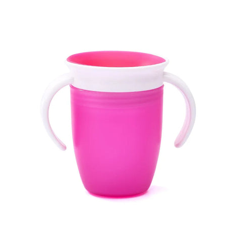 Baby Water Cups 360 Degrees Rotated Baby Learning Drinking Cup with Double Handle Flip Lid Leakproof Infants Water Cups Bottle pink