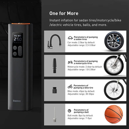 Baseus Car Air Compressor 12V Portable Electric Air Pump For Car Motorcycle Bicycle Tyre Digital Inflator Mini Inflatable Pump
