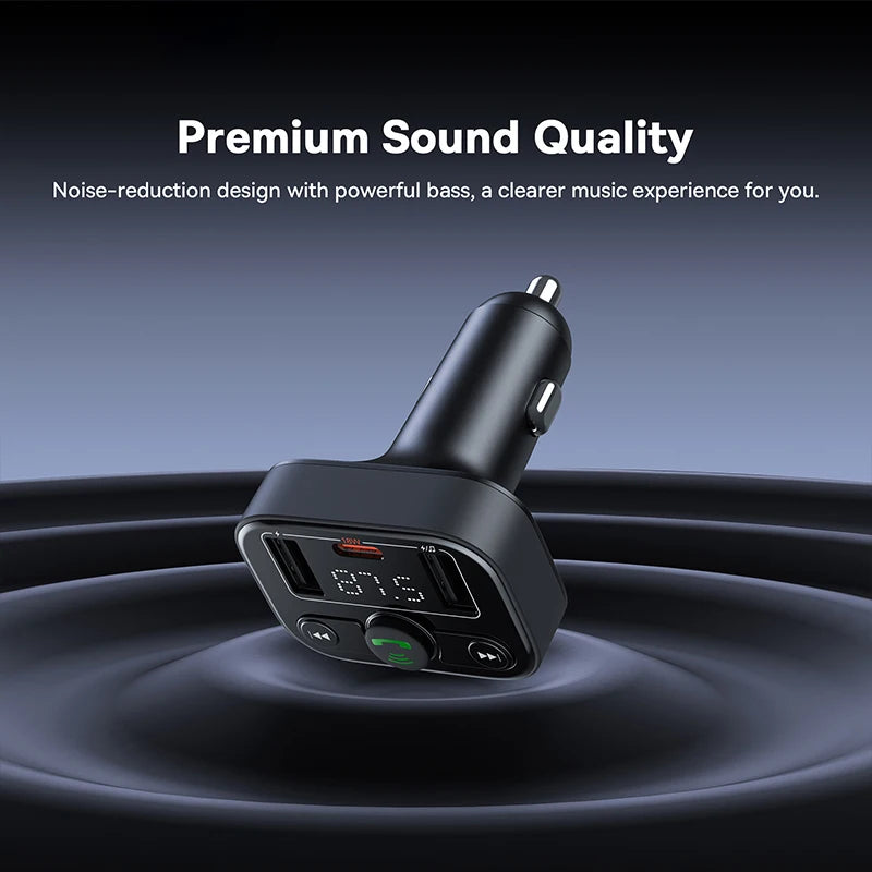 Baseus Car FM Transmitter Handsfree Wireless Bluetooth 5.3 with PD 18W Fast Car Charger Dual USB Car Radio Modulator MP3 Player