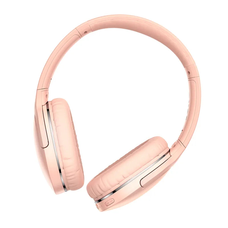 Baseus D02 Pro Wireless Bluetooth Headphones HIFI Stereo Earphones Foldable Sport Headset with Audio Cable foriPhone tablet Pink