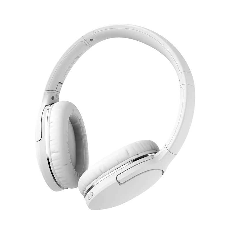 Baseus D02 Pro Wireless Bluetooth Headphones HIFI Stereo Earphones Foldable Sport Headset with Audio Cable foriPhone tablet White