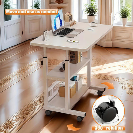 KC5057824 Mobile Computer Desk &ndash; Adjustable 3-Tier Metal