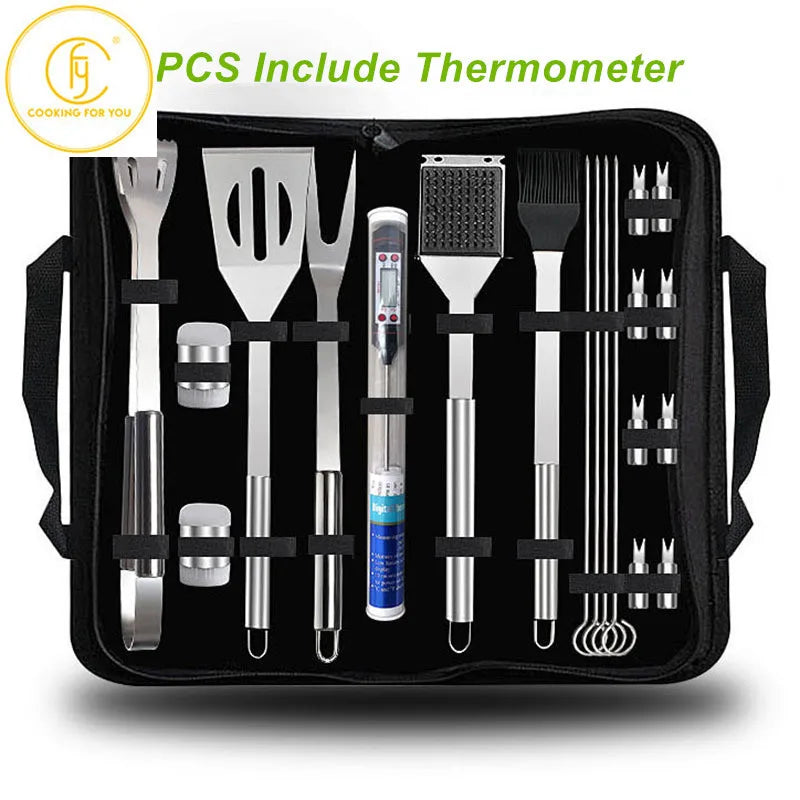 BBQ Tools Set Barbecue Utensil AccessoriesThermometer Barbeque Grilling  Accessories  Outdoor Gril Tools Set Bbq Utensil Set