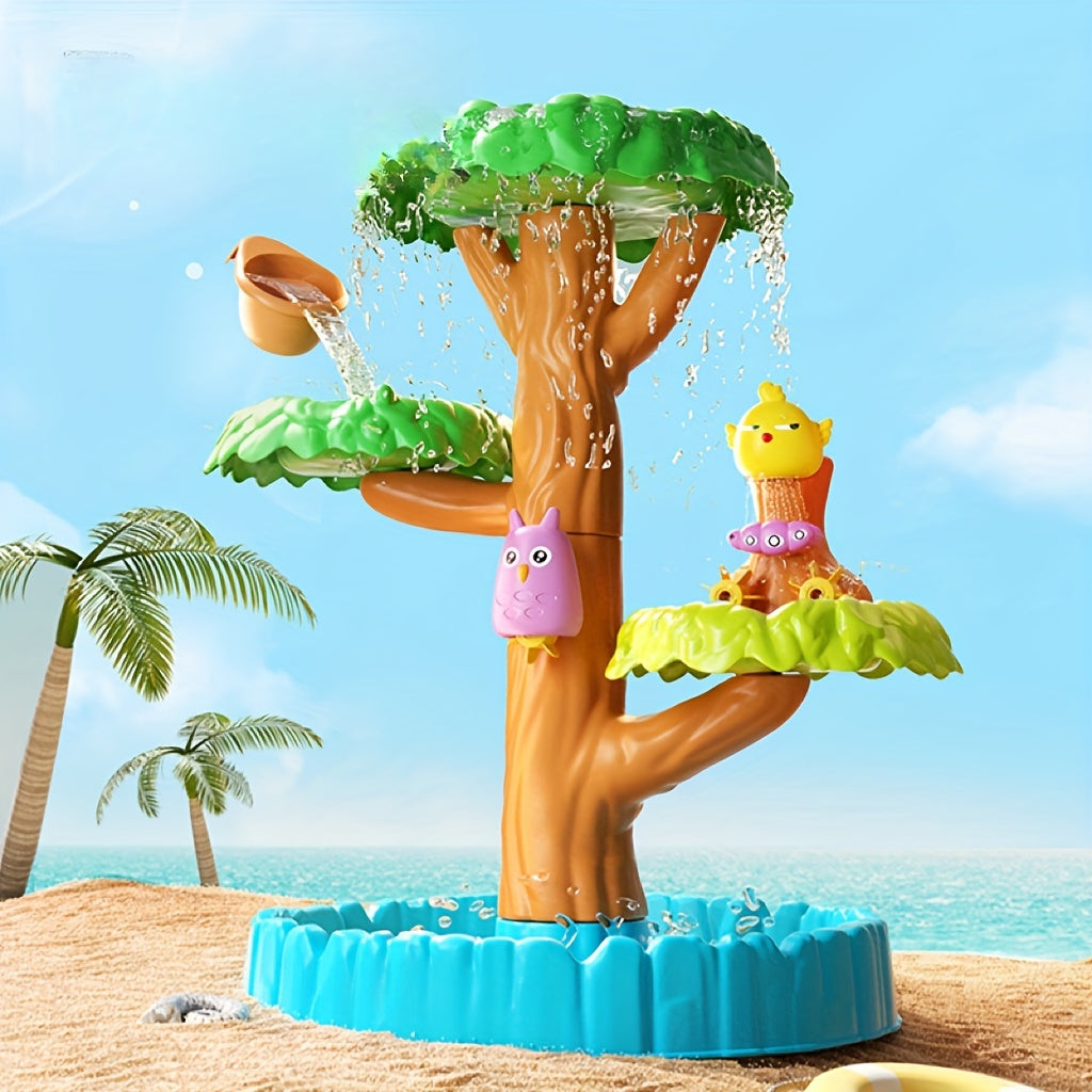 Tree Fountain Water Play Sand Table Set - Beach Sand Toys, Scoop &amp; Sand Molds