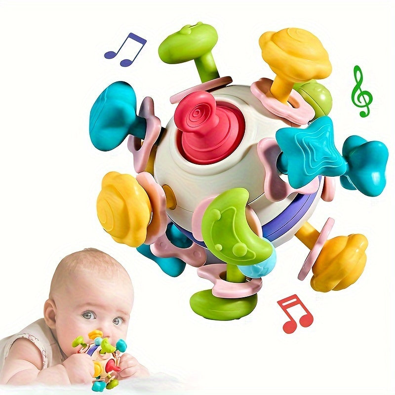 ROYLANZ Baby Sensory Teething Toy - Baby Teether Rattle Montessori Toys Baby Shower For Infant Newborn Birthday Toddler Educational Learning Toys Christmas Gift For Boys Girls Ball