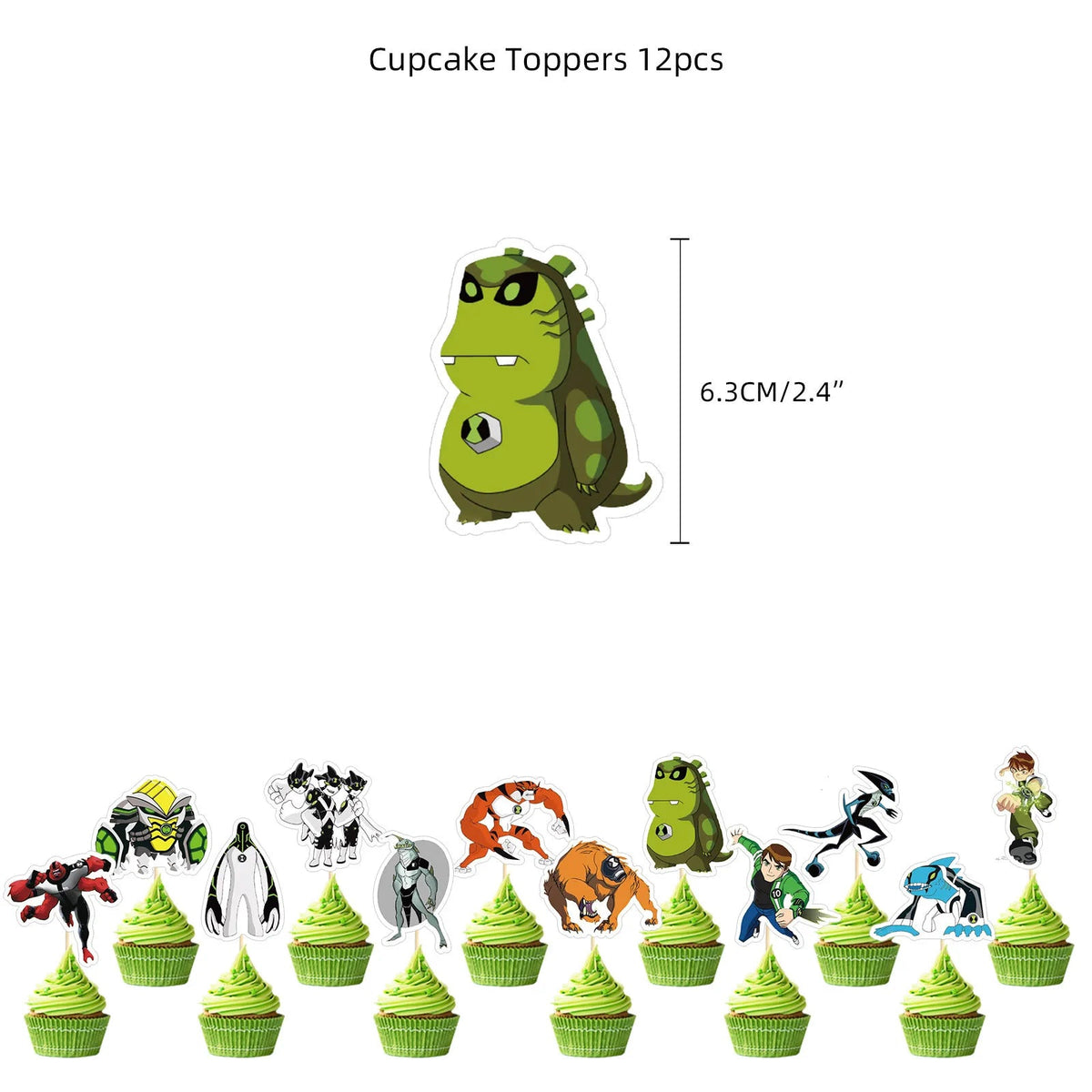 Ben-10 Cartoon Birthday Party Decoration Set cake topper-24pcs