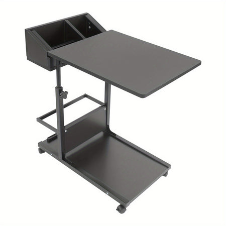 Black Mobile Side Table &ndash; Height Adjustable C-Shaped