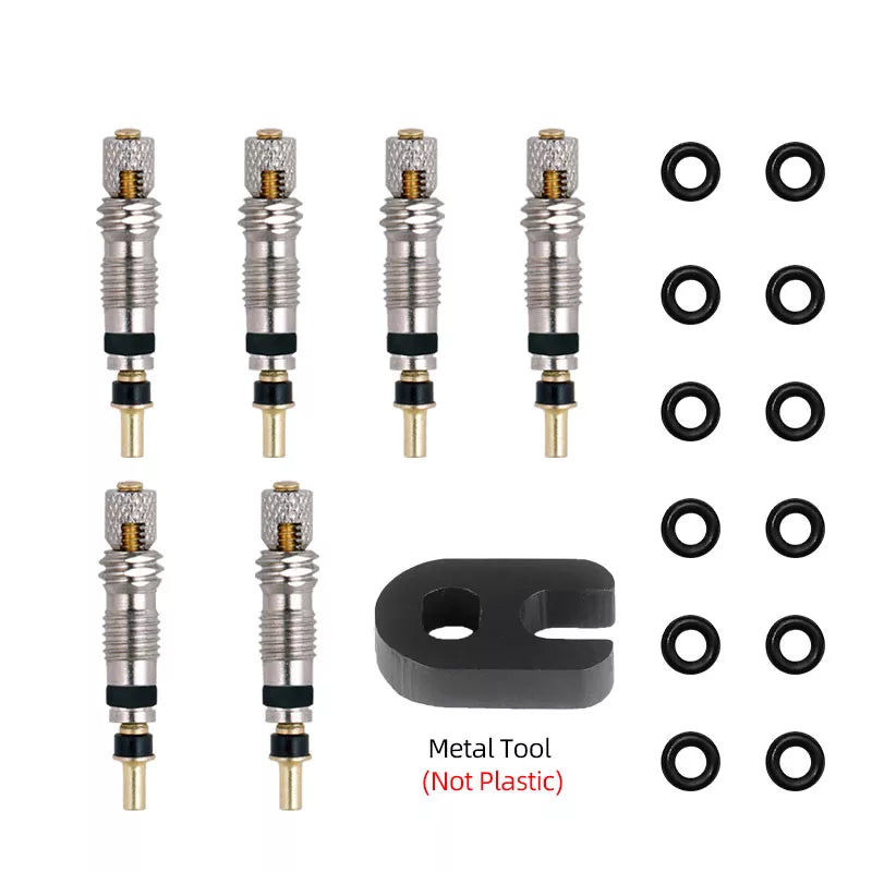 Bicycle Presta Valve Core Brass Material CNC-machined Nickel-plated For MTB Road Tubeless Rim Nozzle Optional Metal Tool O-ring