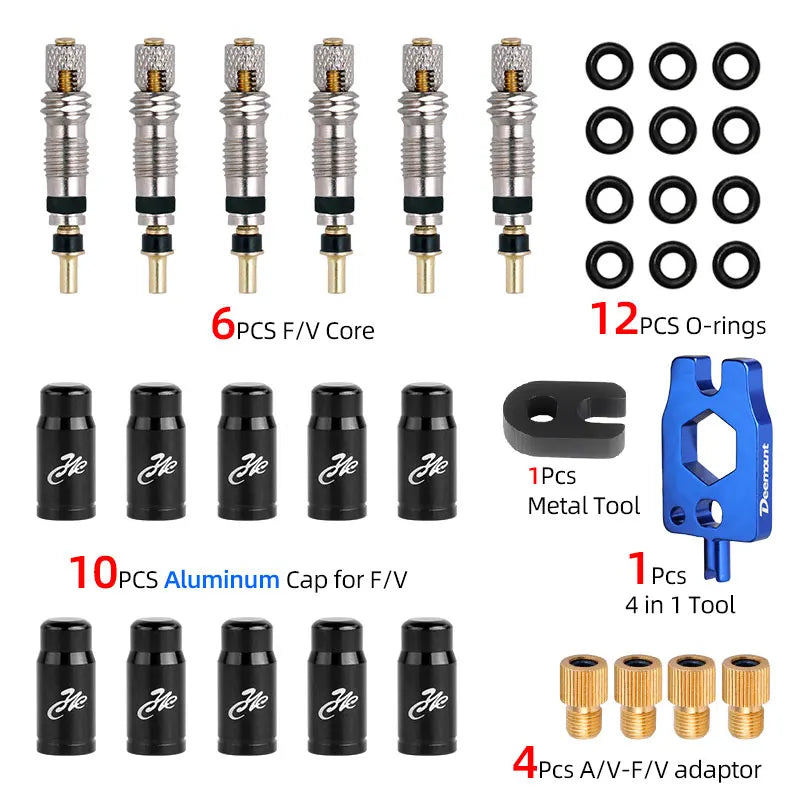 Bicycle Presta Valve Core Brass Material CNC-machined Nickel-plated For MTB Road Tubeless Rim Nozzle Optional Metal Tool O-ring
