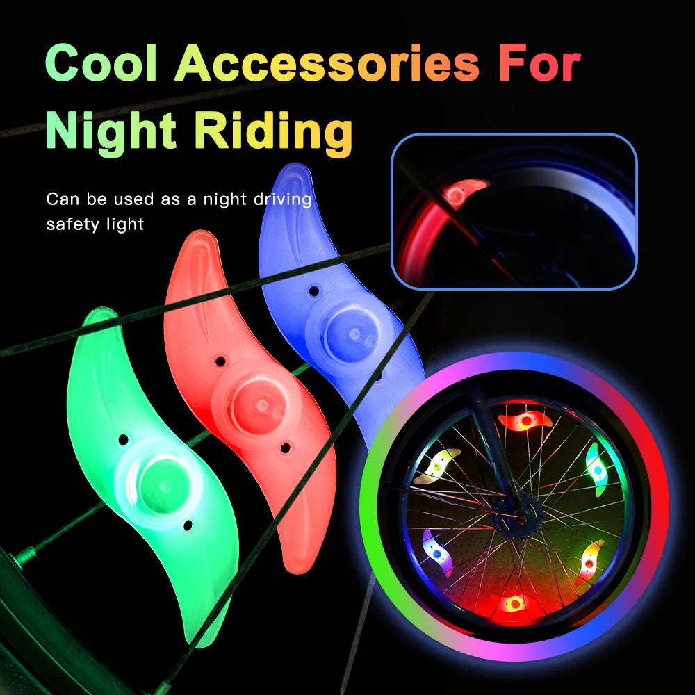 Bicycle Wheel Spoke Light Mini LED Neon Bike Spoke Light 3 Lighting Mode Safety Warning Light Cycling Light Bicycle Accessories