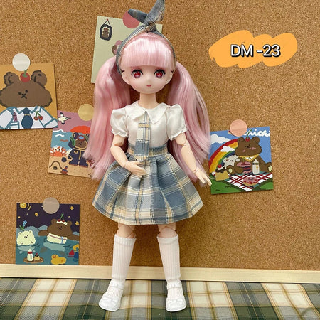 Bjd Dolls 30cm Anime Doll Full Set 1/6 Bjd 23 Joint Movable Body With Skirt Hat Headdress Girls Dress Up DIY Toys Reborn Kawaii DM-23 / 30 cm