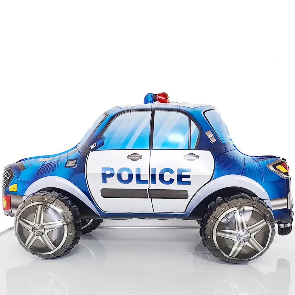 Blue Car Police Truck Foil Balloon Boys Birthday Balloons