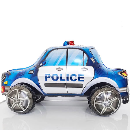 Blue Car Police Truck Foil Balloon Boys Birthday Balloons