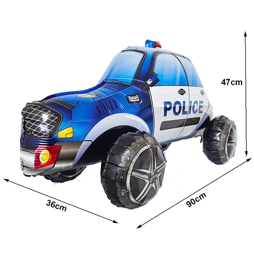 Blue Car Police Truck Foil Balloon Boys Birthday Balloons