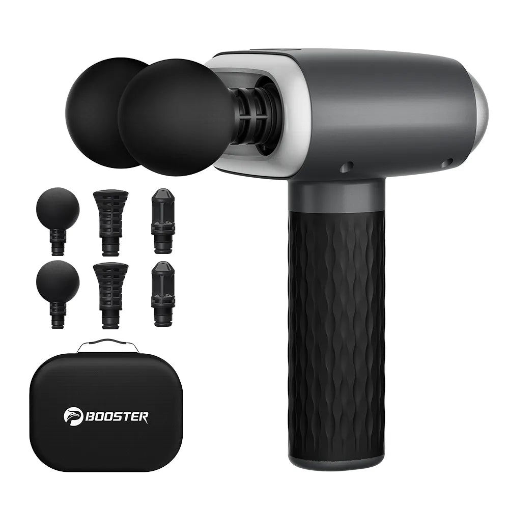 Booster Electric Dual Heads Massage Gun with Hot Compress Portable 4 Gears for Muscle and Shoulder Relaxation and Pain Relief