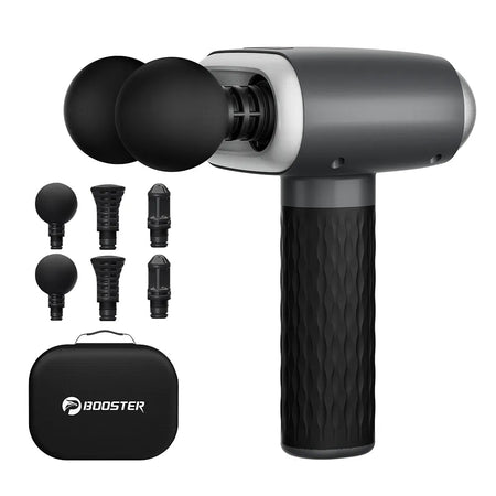 Booster Electric Dual Heads Massage Gun with Hot Compress Portable 4 Gears for Muscle and Shoulder Relaxation and Pain Relief