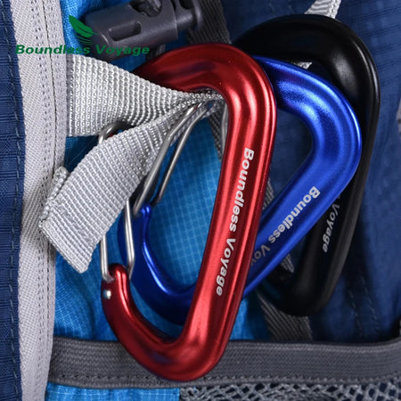 Boundless Voyage 12KN Climbing Carabiners Heavy Duty D-type Clips Aluminum Alloy Hook for Hammocks Camping