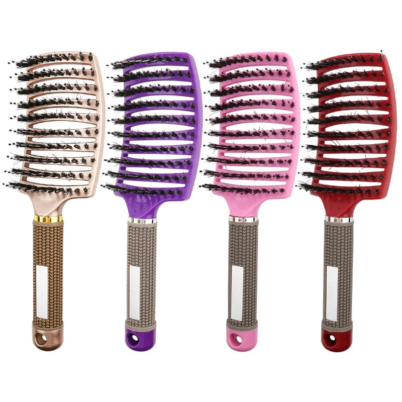 Bristle&amp;amp;Nylon Hair Brush Girls Hair Scalp Massage Comb Women Wet Curly Detangle Hair Brush for Salon Hairdressing Styling Tool