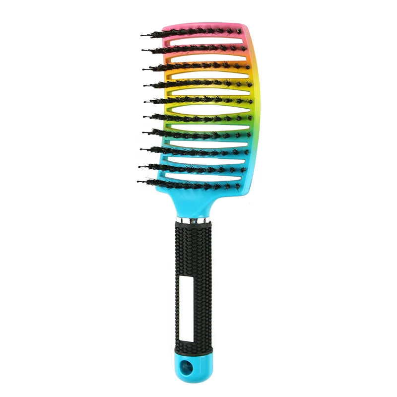 Bristle&amp;amp;Nylon Hair Brush Girls Hair Scalp Massage Comb Women Wet Curly Detangle Hair Brush for Salon Hairdressing Styling Tool Bristle Gradient