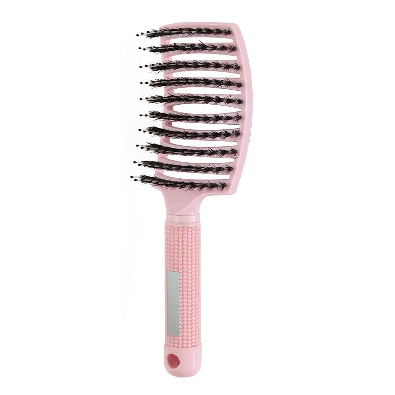 Bristle&amp;amp;Nylon Hair Brush Girls Hair Scalp Massage Comb Women Wet Curly Detangle Hair Brush for Salon Hairdressing Styling Tool Bristle Pink