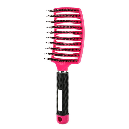 Bristle&amp;amp;Nylon Hair Brush Girls Hair Scalp Massage Comb Women Wet Curly Detangle Hair Brush for Salon Hairdressing Styling Tool Bristle Rose Red
