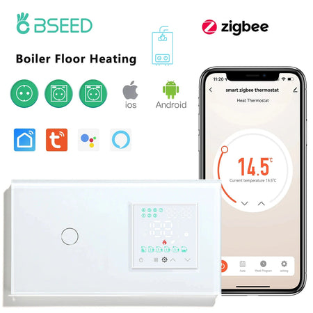 BSEED Boiler Zigbee Thermostat LED Touch Screen Switches - Smart Temperature Controller