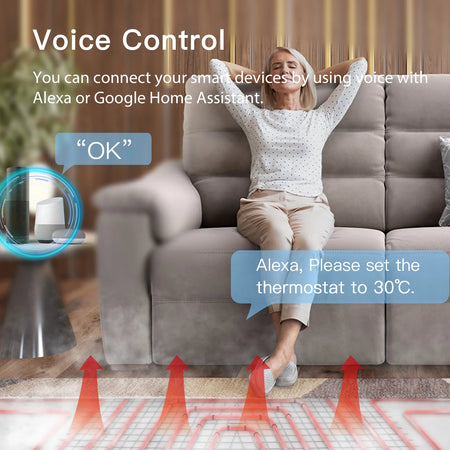 BSEED LED Touch Screen WIFI Electric Floor Heating Water Boiler Room Thermostat Alexa Temperature Controller Backlight Tuya App