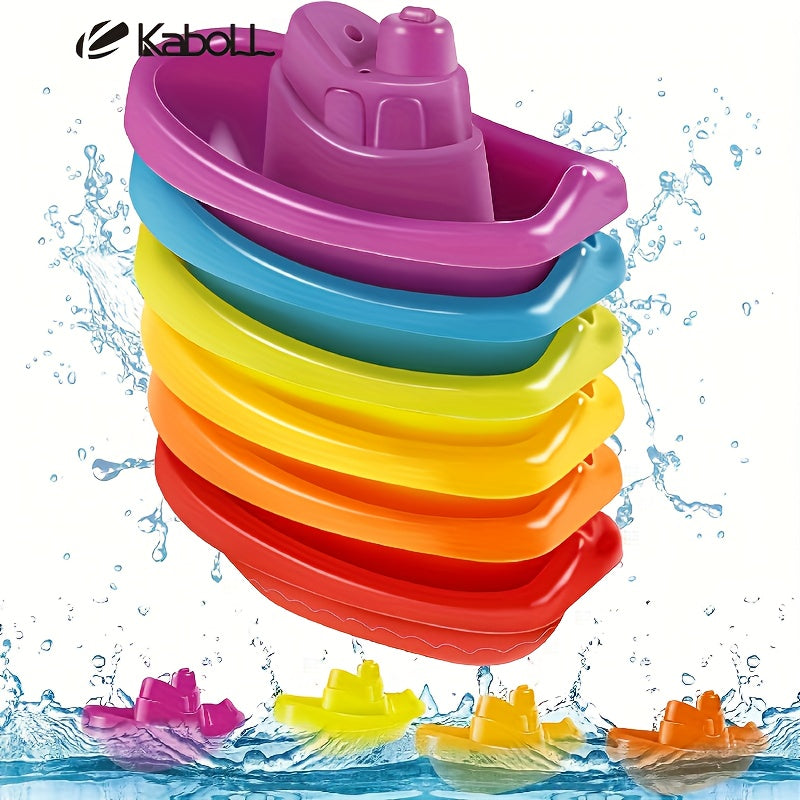 6pcs Durable Plastic Stacking Boat Set - Fun Bathroom Toy