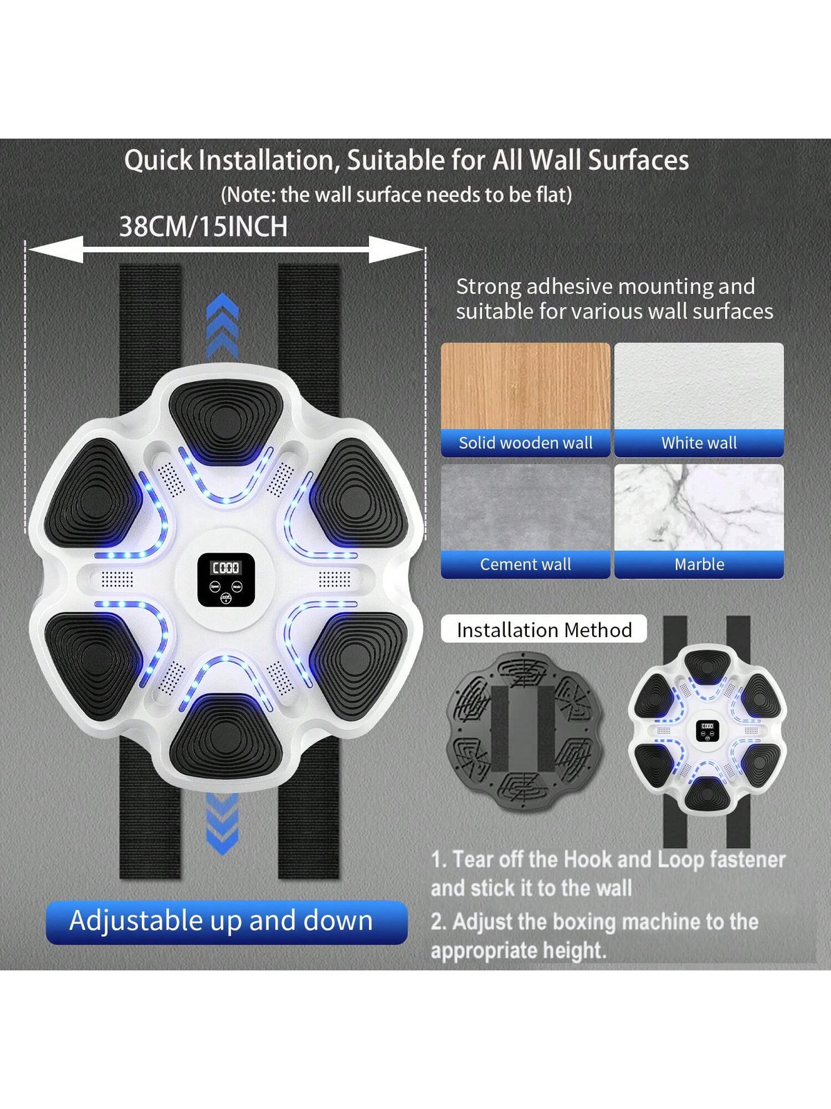 Interactive Music Boxing Machine with Gloves &ndash; Wall-Mounted Target for Adults