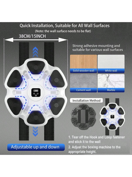 Interactive Music Boxing Machine with Gloves &ndash; Wall-Mounted Target for Adults