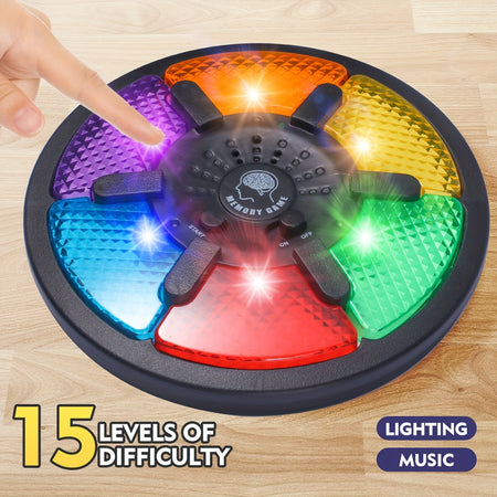 6-in-1 Round Memory Game Machine With Lights And Sounds - Ideal Memory Training Toy Gift