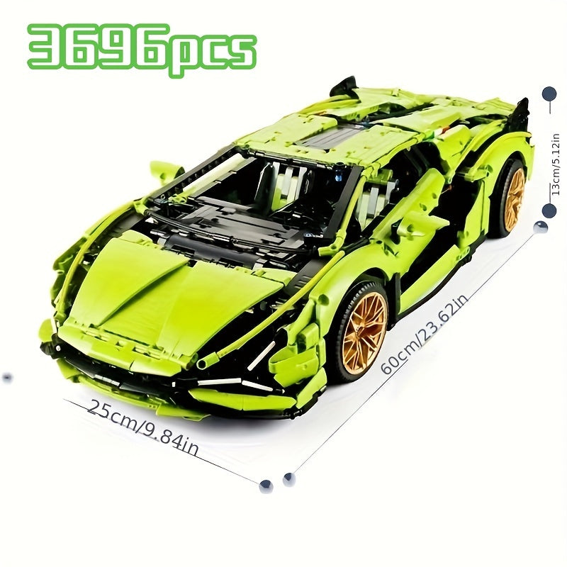 High Difficulty Adult Building Blocks Car Toy Sports Car Model - Ideal for Living Room Decor - Great as Halloween and Christmas Gift 3696pcs