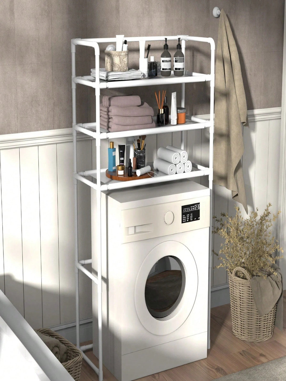 Multicolour Floor Standing Washing Machine Rack &amp; Storage Cabinet