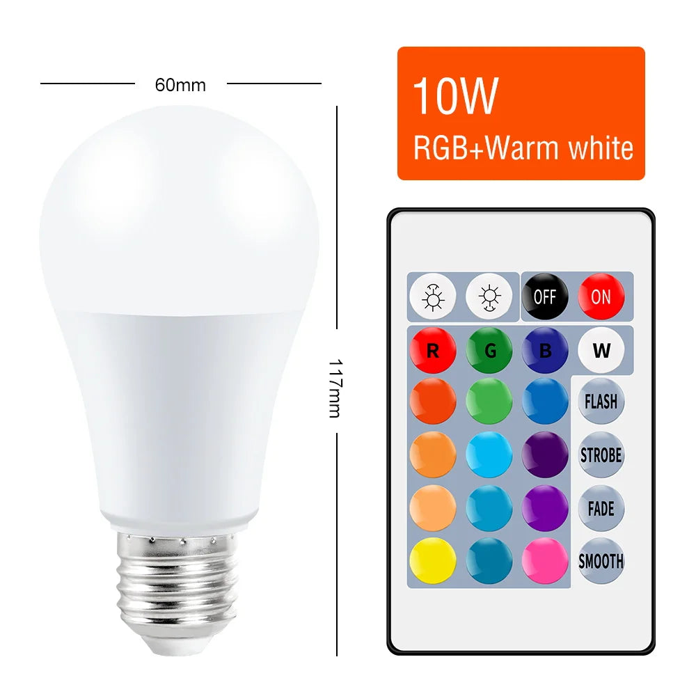 CanLing RGB LED Bulb Lights with Remote Control RGB-Warm-10W / E27(85-265V) / Two Years Warranty