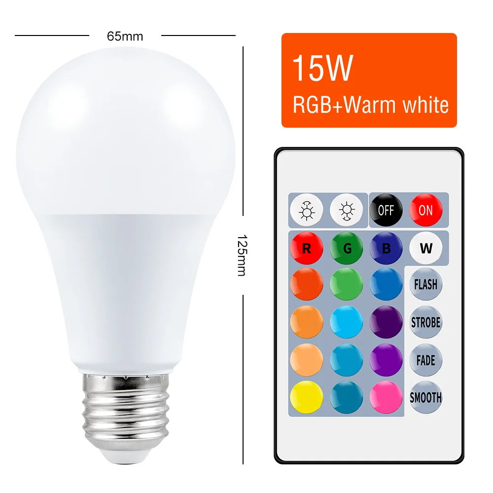 CanLing RGB LED Bulb Lights with Remote Control RGB-Warm-15W / E27(85-265V) / Two Years Warranty
