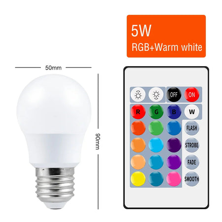 CanLing RGB LED Bulb Lights with Remote Control RGB-Warm-5W / E27(85-265V) / Two Years Warranty