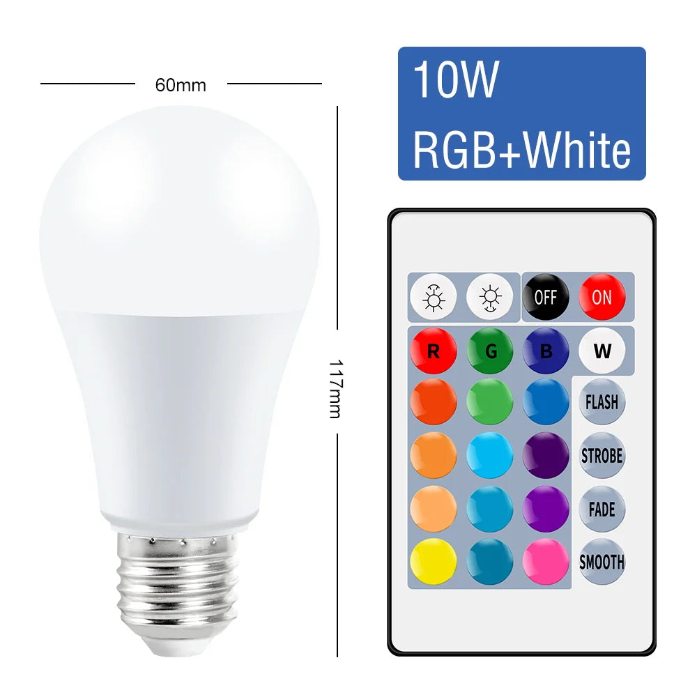 CanLing RGB LED Bulb Lights with Remote Control RGB-White-10W / E27(85-265V) / Two Years Warranty