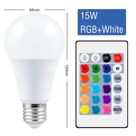 CanLing RGB LED Bulb Lights with Remote Control RGB-White-15W / E27(85-265V) / Two Years Warranty