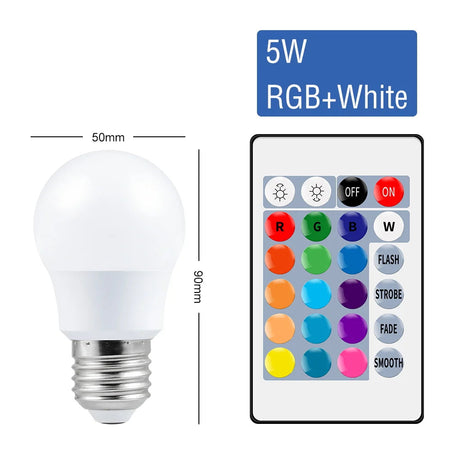 CanLing RGB LED Bulb Lights with Remote Control RGB-White-5W / E27(85-265V) / Two Years Warranty