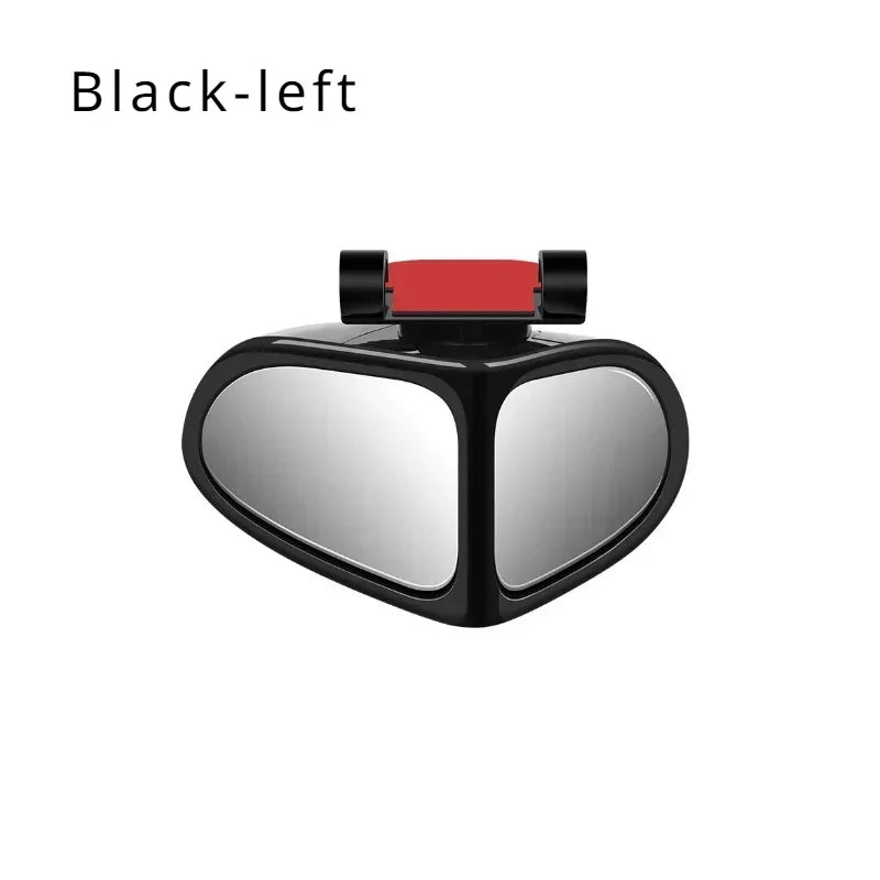 Car Rearview Mirror Blind Spot Mirror Front and Rear Wheels 360&amp;deg; Adjustable Wideangle Blind Spot Reflective Reversing Black-left