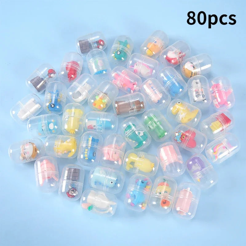 Cartoon Capsule Gacha Ball Animal Surprise Small Gift Wedding Birthday Party Holiday Gift Guest Kindergarten Small Gift Game Toy 80pcs