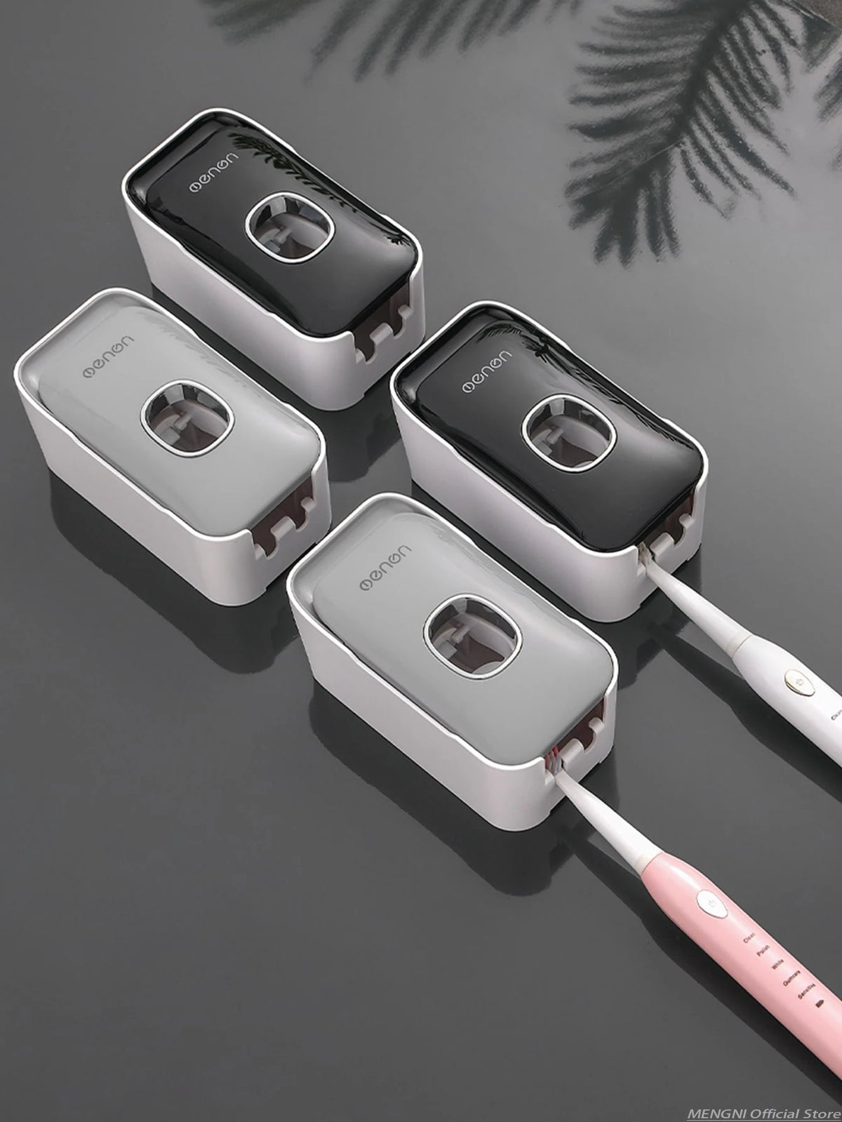 MENGNI Wall Mounted Automatic Toothpaste Dispenser &amp; Toothbrush Holder