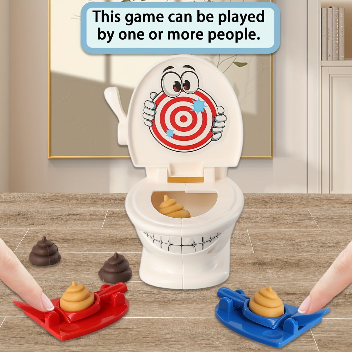 Poop Launch Game - Hilarious Family Fun with Sounds, Suitable for Kids - Includes Toilet, Launchers, Soft Toy Poops
