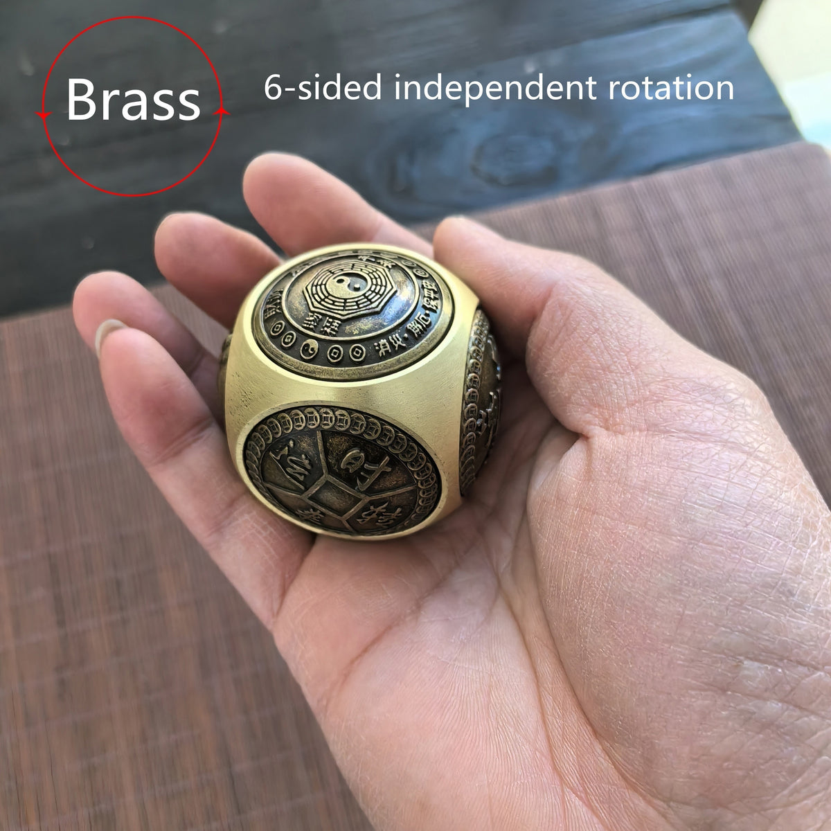 Brass Spinning Dice Fidget Sphere - Ideal Antistress Toy for Adults