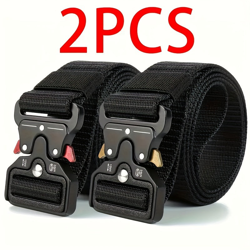 Tactical Multi-Function Men's Belt - Durable, Versatile, Perfect for Outdoor Adventures 2PCS Black+Red Black / 124.99cm
