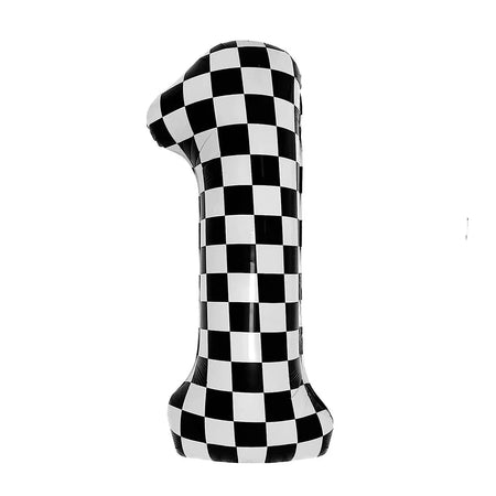 Checkered Number Balloon - Motorcycle Racing Birthday Party Supplies 1 / as picture show