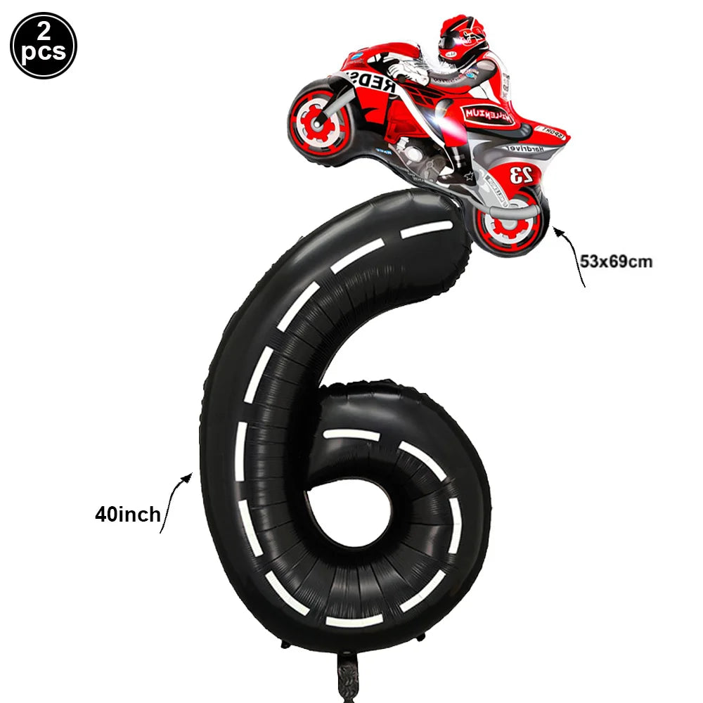 Checkered Number Balloon - Motorcycle Racing Birthday Party Supplies 25 / as picture show