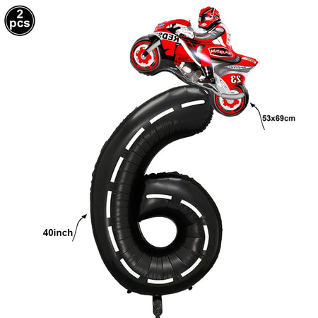 Checkered Number Balloon - Motorcycle Racing Birthday Party Supplies 25 / as picture show