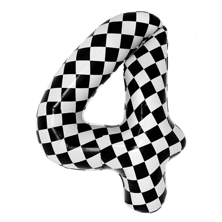 Checkered Number Balloon - Motorcycle Racing Birthday Party Supplies